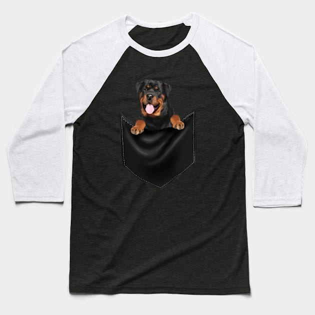 Rottweiler Dog Inside Pocket, Dog Lover Baseball T-Shirt by dukito